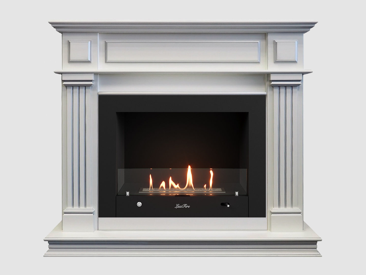 Каминный портал МДФ "Амелия 1200" с биокамином Lux Fire "Фаер Бокс 4 - 30" (белый) по цене 124 300 руб.