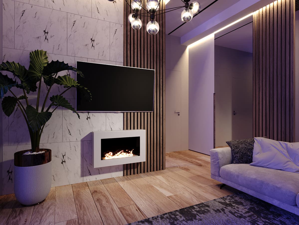 Биокамин "Русский огонь" Блонд 800N настенный (высота 500мм.) с декоративным стеклом (стемалитом) по цене 27 700 руб.