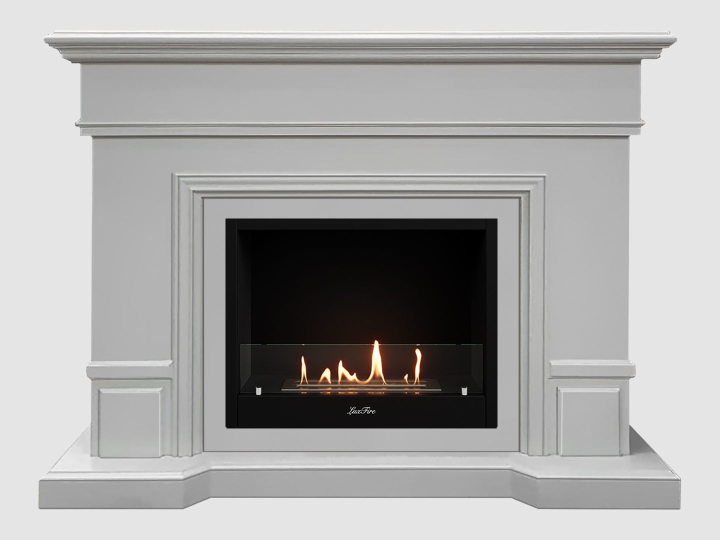 Каминный портал МДФ "Фантазия 1350" с биокамином Lux Fire "Фаер Бокс 1-30" (белый) Каминный портал МДФ "Фантазия 1350" с биокамином Lux Fire "Фаер Бокс 1-30" (белый) по цене 78 400 руб.