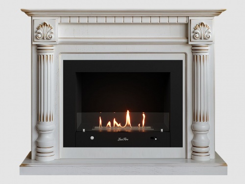 Каминный портал МДФ "Македония 1250" с биокамином Lux Fire "Фаер Бокс 4-25.5" (белый)