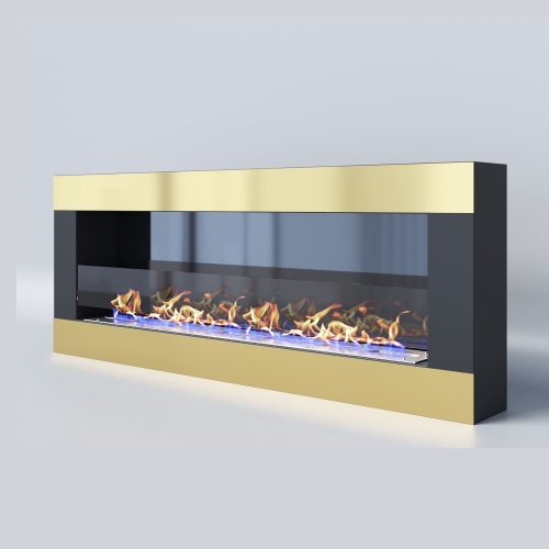 Биокамин "Русский огонь" Голд 1500N настенный с декоративным стеклом (стемалитом)