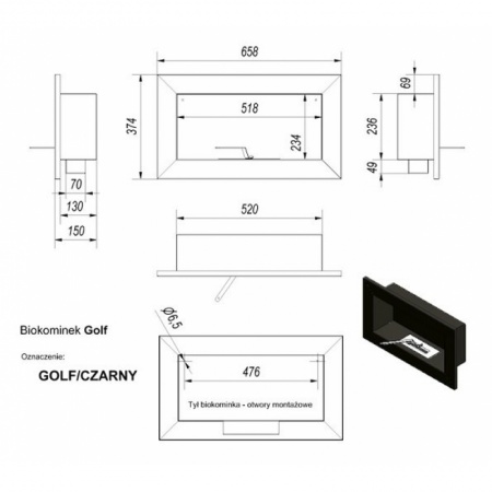 Биокамин Kratki GOLF QUBE, TUV Биокамин Kratki GOLF QUBE, TUV по цене €204